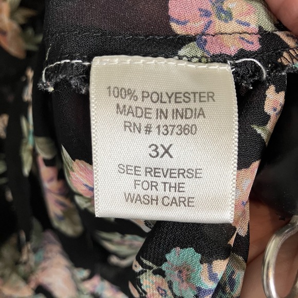 Truth NYC Blouse Womens 3X  Black Floral Peplum Long Sleeve Sheer Lace Romantic - Picture 4 of 15